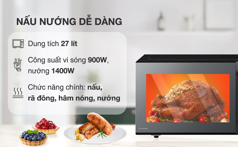 Công suất, dung tích - Lò vi sóng có nướng Panasonic NN-CT66MBYUE 27 lít Công suất, dung tích - Lò vi sóng có nướng Panasonic NN-CT66MBYUE 27 lít