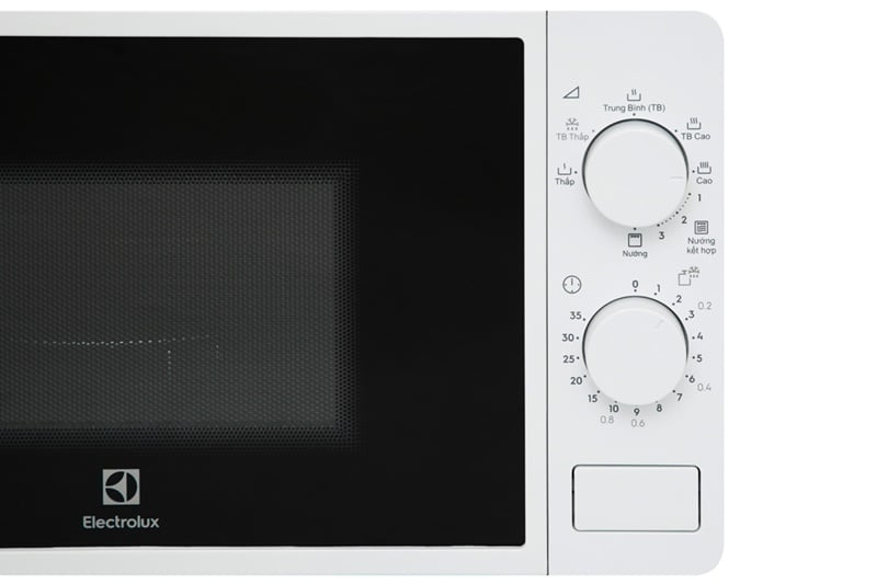 Có bảng điều khiển núm vặn kèm hướng dẫn tiếng Việt dễ hiểu - Lò vi sóng Electrolux EMG20K38GWP 20 lít