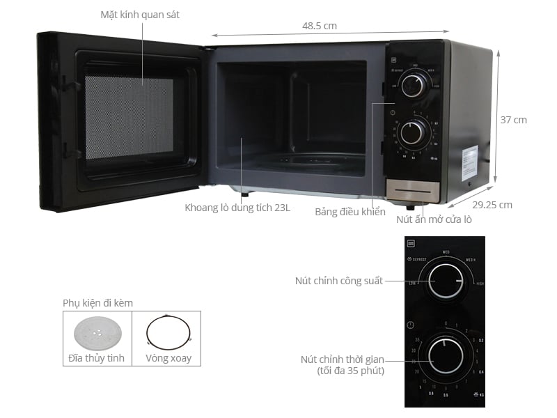 Thông số kỹ thuật Lò vi sóng Electrolux EMM2308X 23 lít
