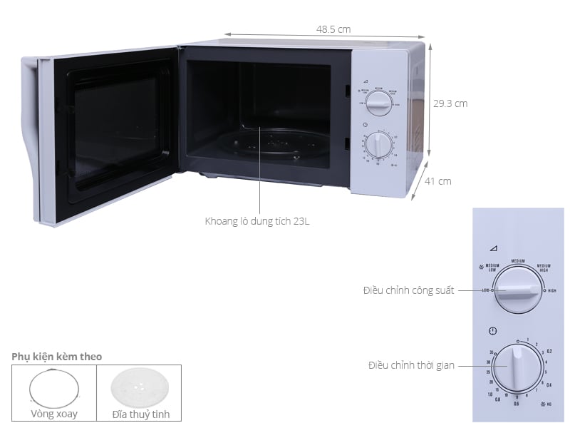 Thông số kỹ thuật Lò vi sóng Electrolux EMM2322MW 23 lít
