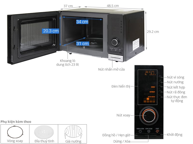 Thông số kỹ thuật Lò vi sóng Electrolux EMS2348X 23 lít