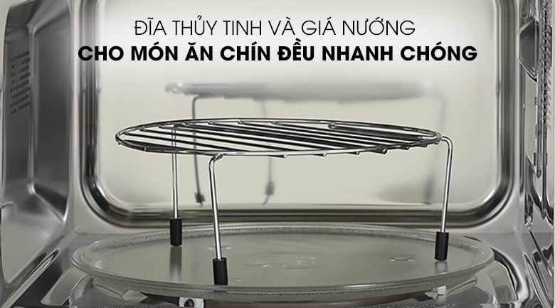 Đĩa thủy tinh và giá nướng Lò vi sóng Electrolux EMG25D89GGP 25 lít