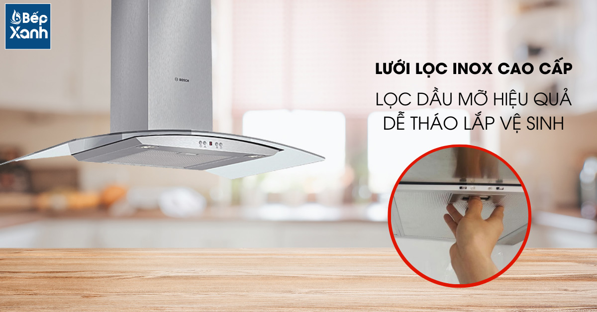 Lưới lọc dầu Inox cao cấp của máy hút mùi Bosch DWA07E651