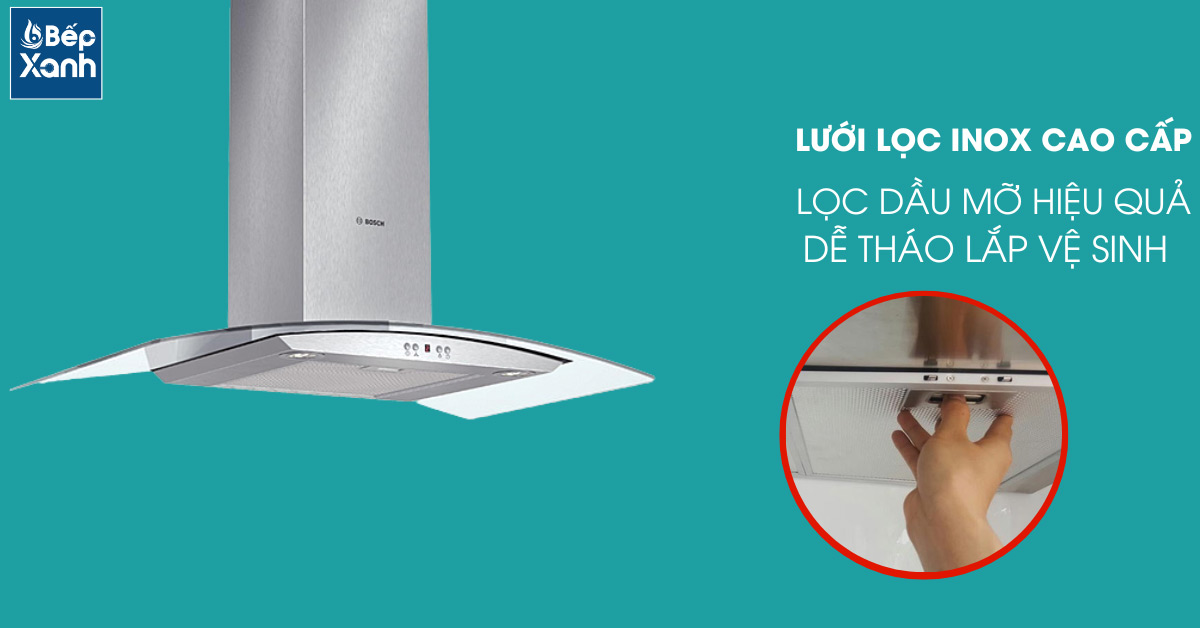 Lưới lọc dầu Inox cao cấp của máy hút mùi Bosch DWA09E651