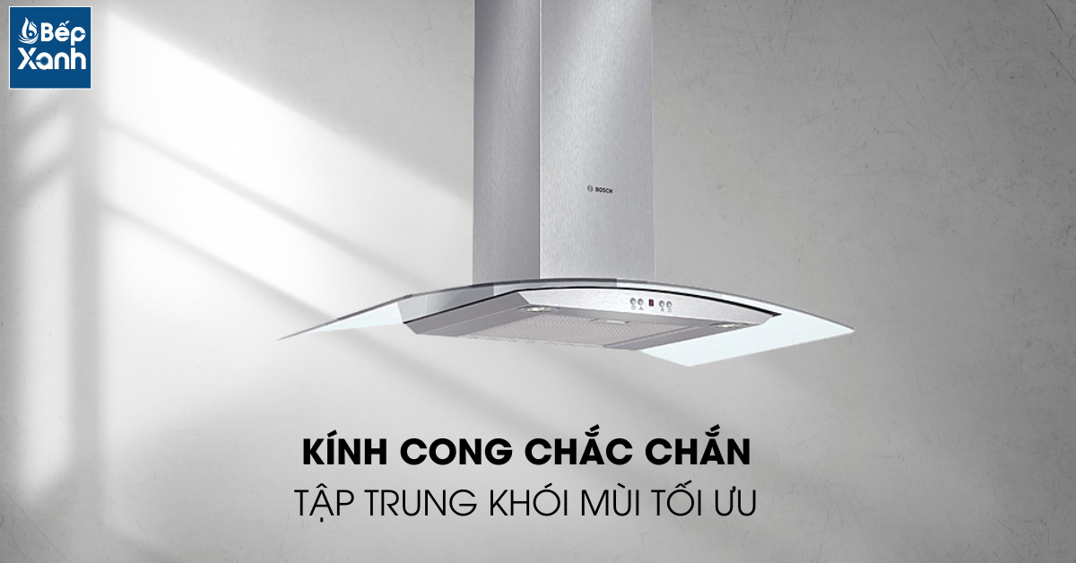 Mặt kính cường lực bền đẹp của máy hút mùi áp tường DWA09E651