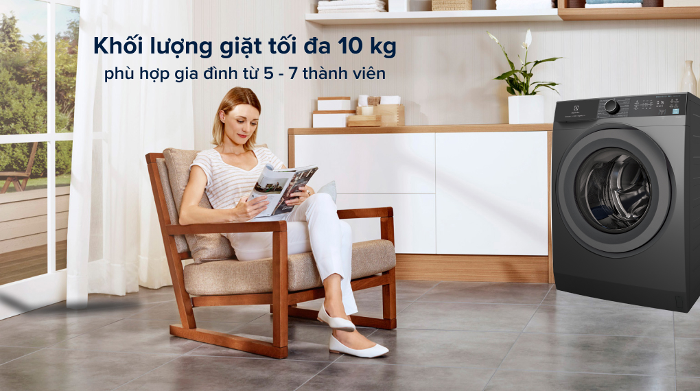 Máy giặt Electrolux Inverter 10 kg EWF1024M3SB - Khối lượng giặt Máy giặt Electrolux Inverter 10 kg EWF1024M3SB - Khối lượng giặt