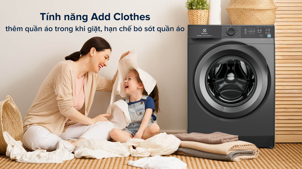 Máy giặt Electrolux Inverter 10 kg EWF1024M3SB - Tính năng Add Clothes Máy giặt Electrolux Inverter 10 kg EWF1024M3SB - Tính năng Add Clothes