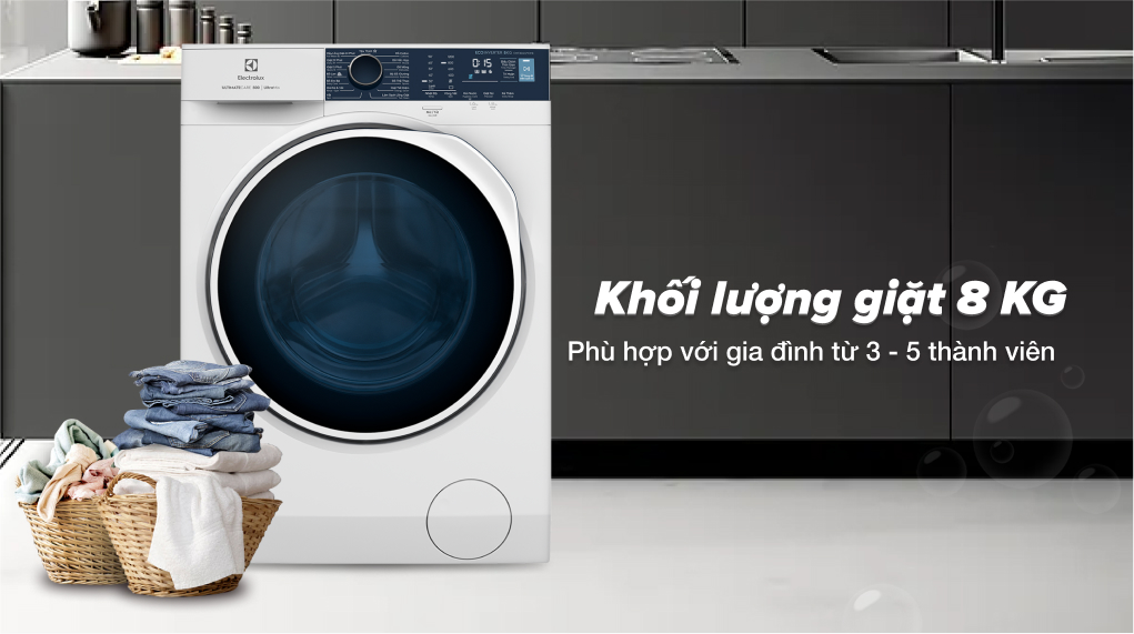 Máy giặt Electrolux Inverter 8 kg EWF8024P5WB - Kh���i lượng giặt 8 kg