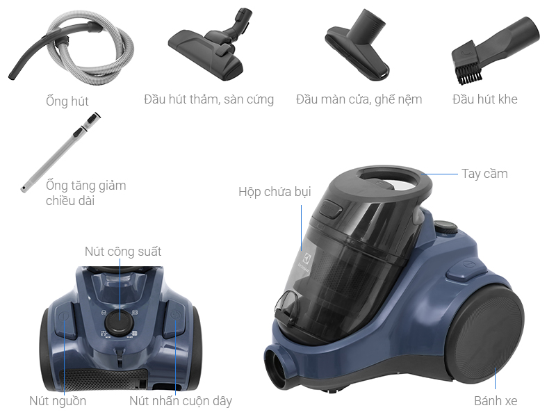 Thông số kỹ thuật Máy hút bụi Electrolux EC41-2DB 2000W