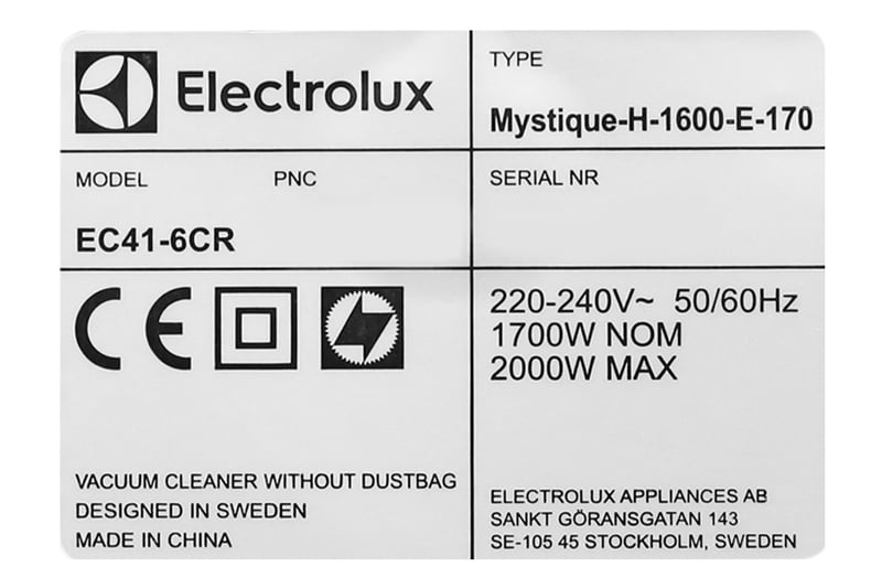 Hút mạnh mẽ - Máy hút bụi Electrolux EC41-6CR Hút mạnh mẽ - Máy hút bụi Electrolux EC41-6CR