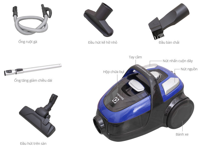 Thông số kỹ thuật Máy hút bụi Electrolux ZAP9910 1800W