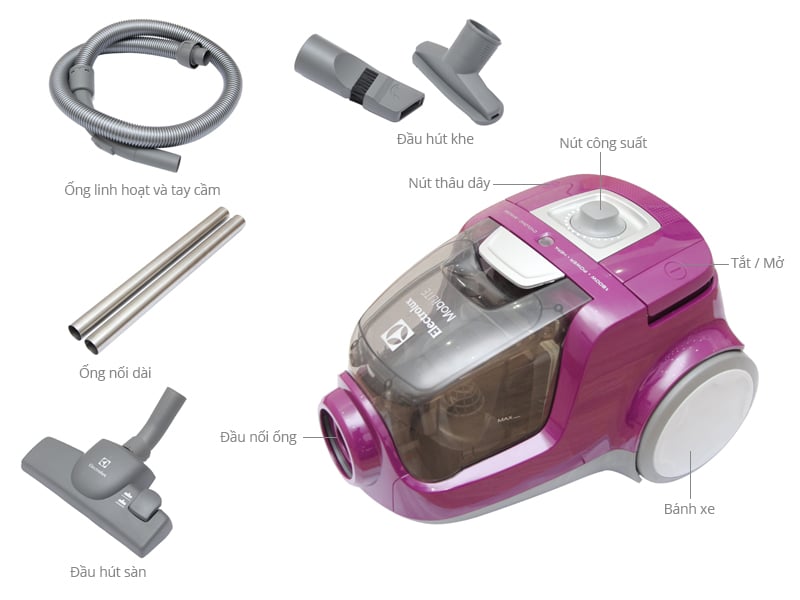 Thông số kỹ thuật Máy hút bụi Electrolux ZLUX1811 1800 W