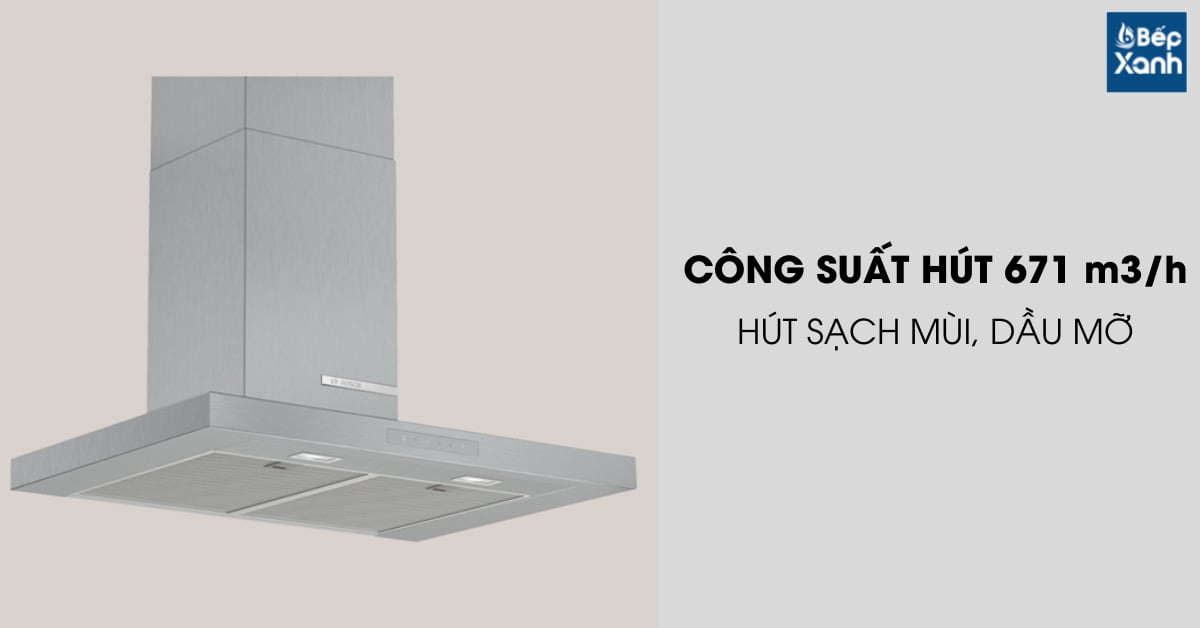 Máy hút mùi treo tường BOSCH DWB77CM50 có công suất hút mạnh mẽ