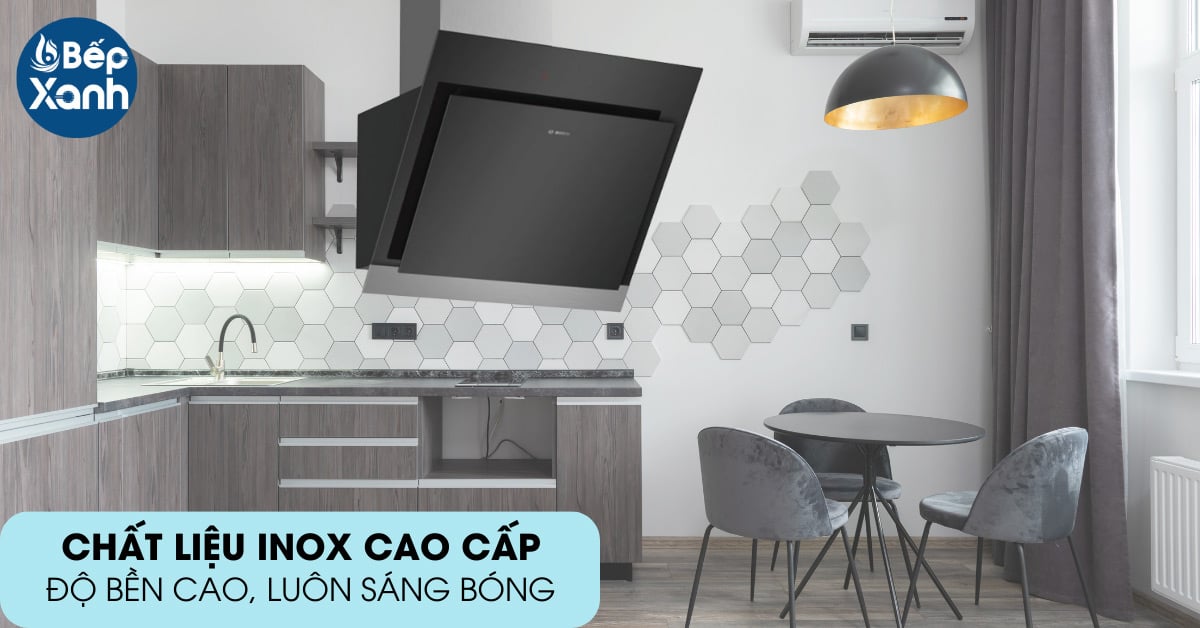 Máy hút mùi áp tường Bosch DWK67HM60B chất liệu inox