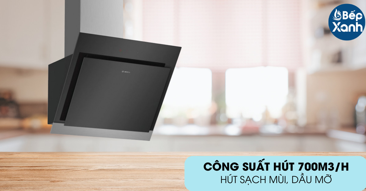  Máy hút mùi áp tường Bosch DWK67HM60B công suất hút mạnh mẽ