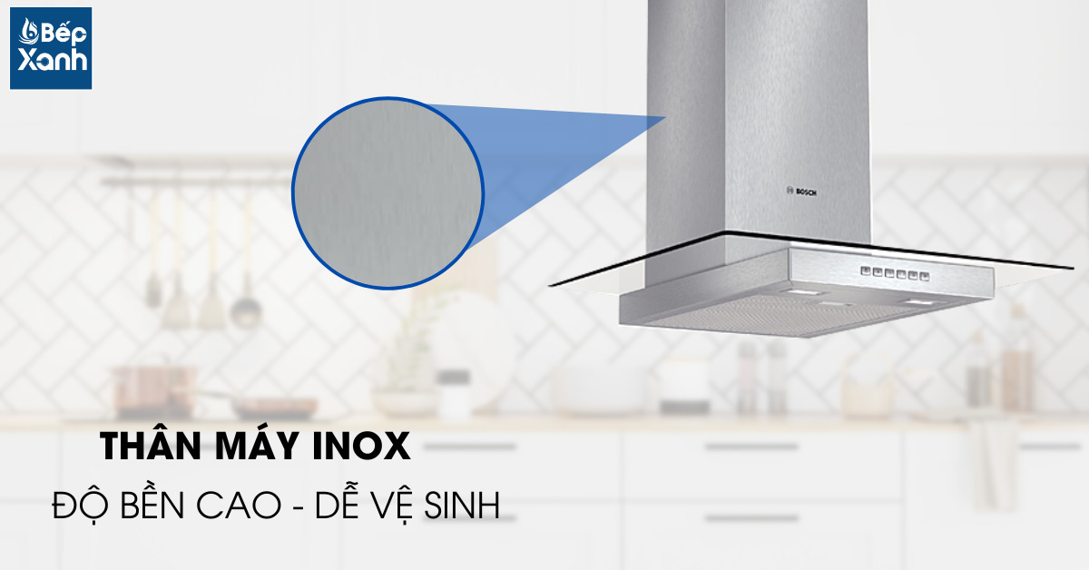 Máy hút mùi áp tường Bosch DWA077A50 thân máy inox