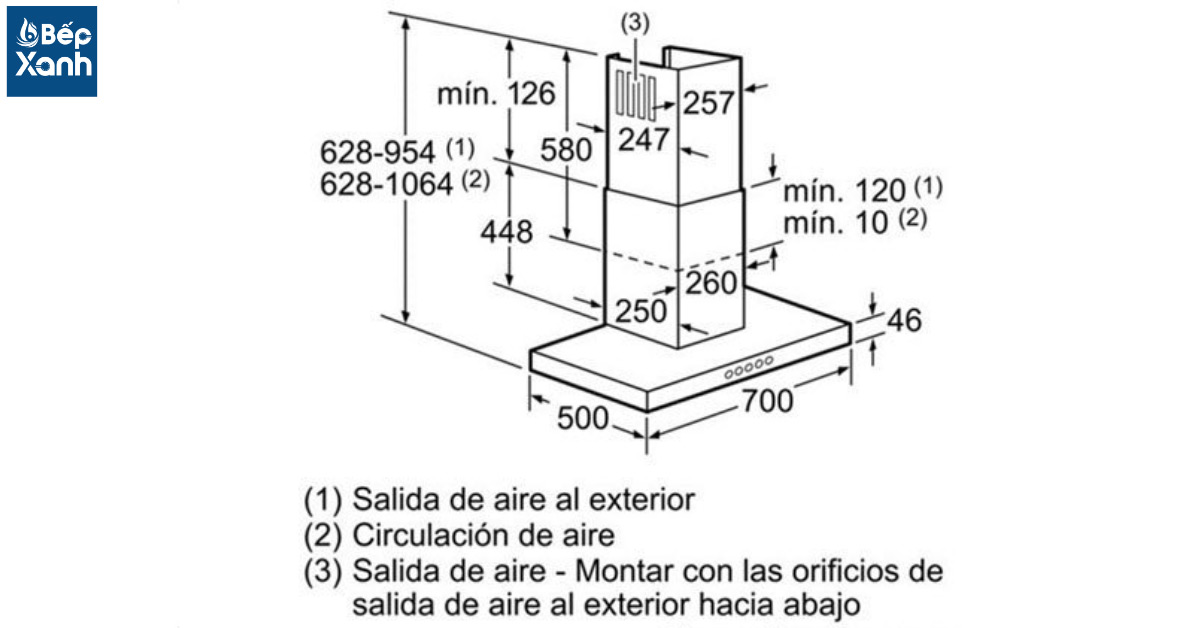 Máy hút mùi áp tường Bosch DWA077A50 thông số kỹ thuật