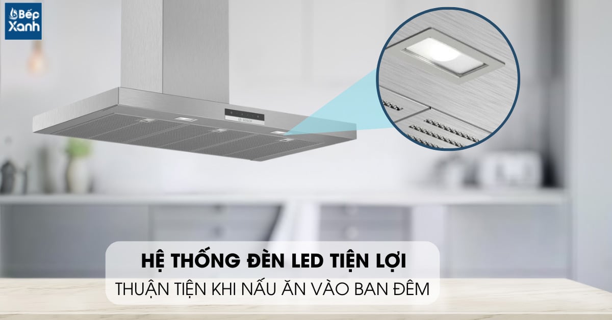Hút mùi Bosch HMH.DWB97DM50B có hệ thống đèn Led tiện lợi 