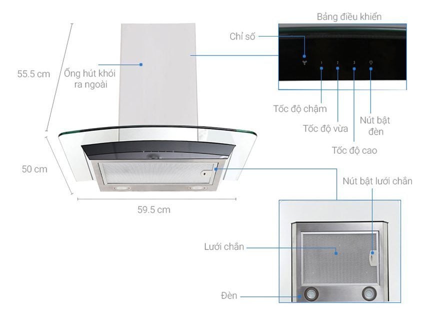 Cấu tạo của máy hút mùi Electrolux EFC636GAR