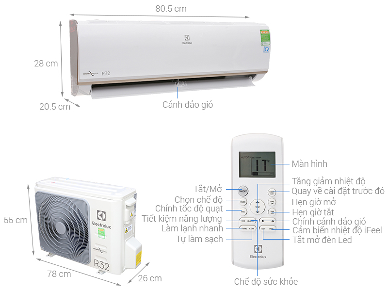 Thông số kỹ thuật Máy lạnh Electrolux Inverter 1.5 HP ESV12CRO-A1