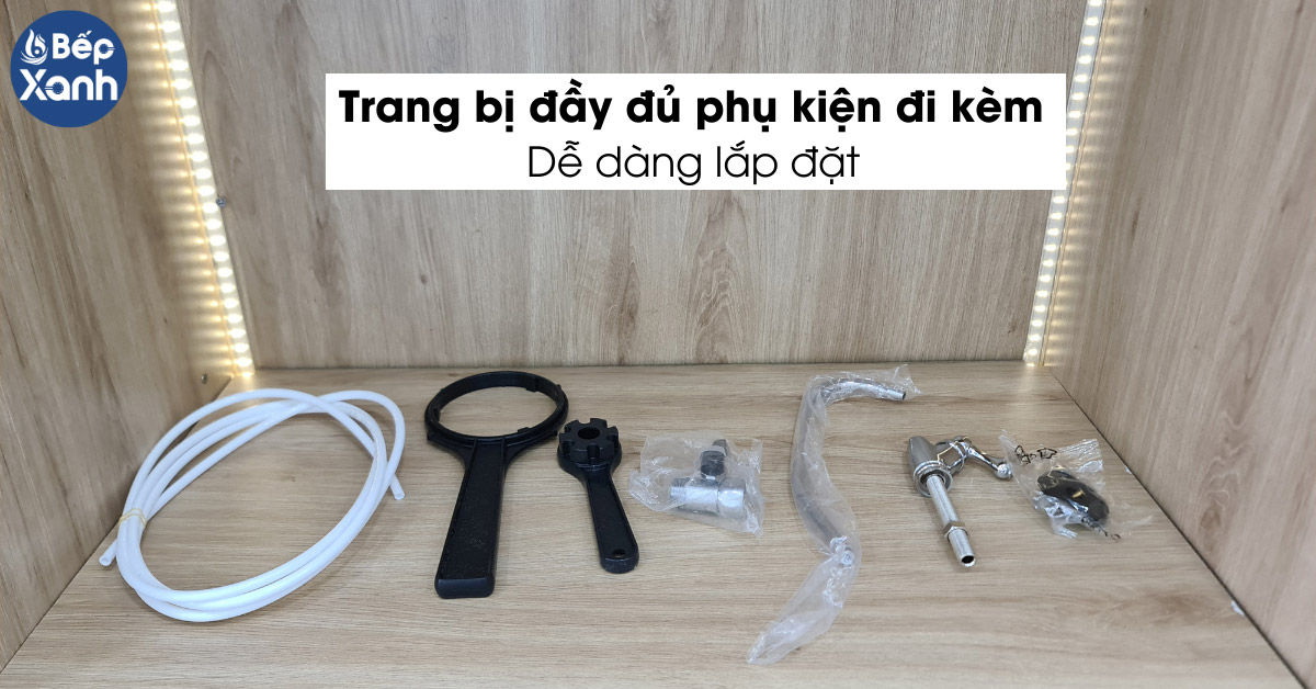 Máy lọc nước Nano Geyser 3 trang bị đầy đủ phụ kiện