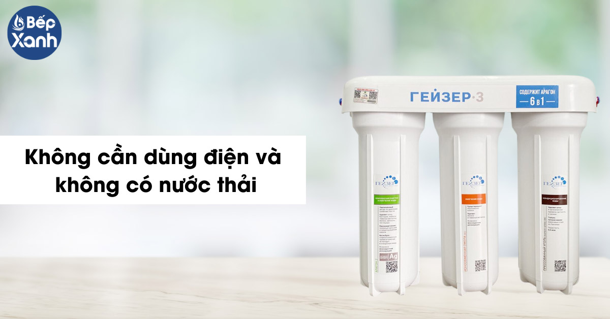 Máy lọc nước Nano Geyser 3 không cần dùng điện và không có nước thải