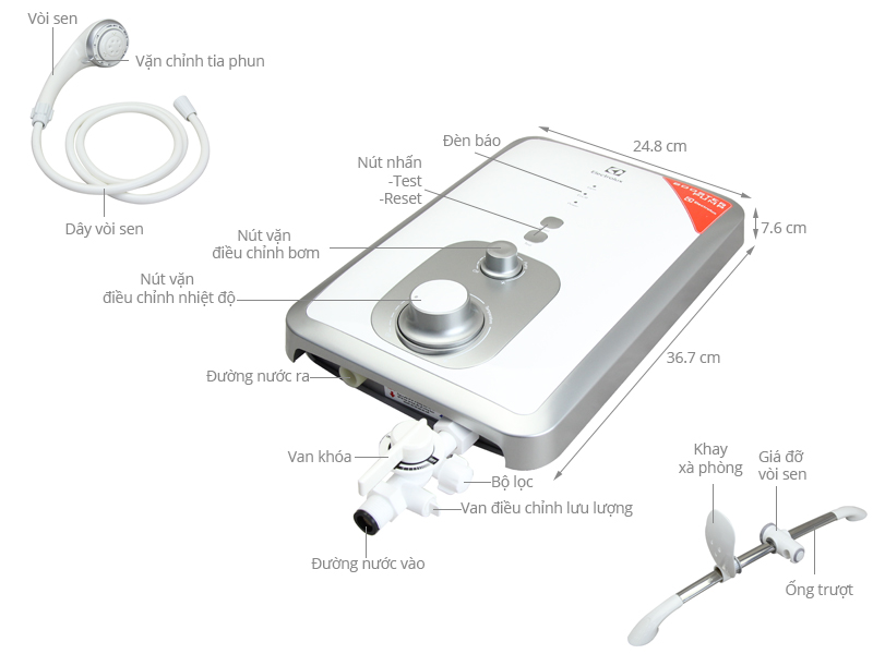 Thông số kỹ thuật Máy nước nóng Electrolux EWE451BA-DW 4.5 kW