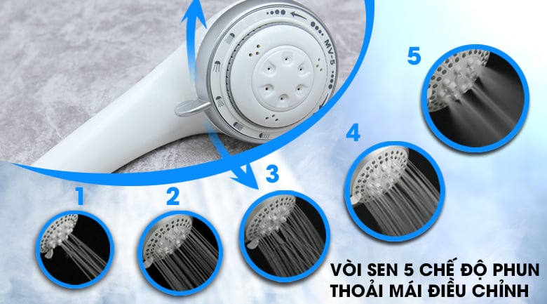 Vòi sen 5 chế độ phun - Máy nước nóng Electrolux EWE451GX-DWR Vòi sen 5 chế độ phun - Máy nước nóng Electrolux EWE451GX-DWR