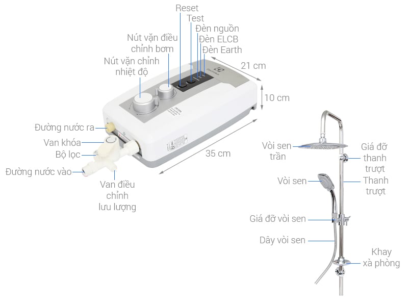Thông số kỹ thuật Máy nước nóng Electrolux EWE351HB-DWS1