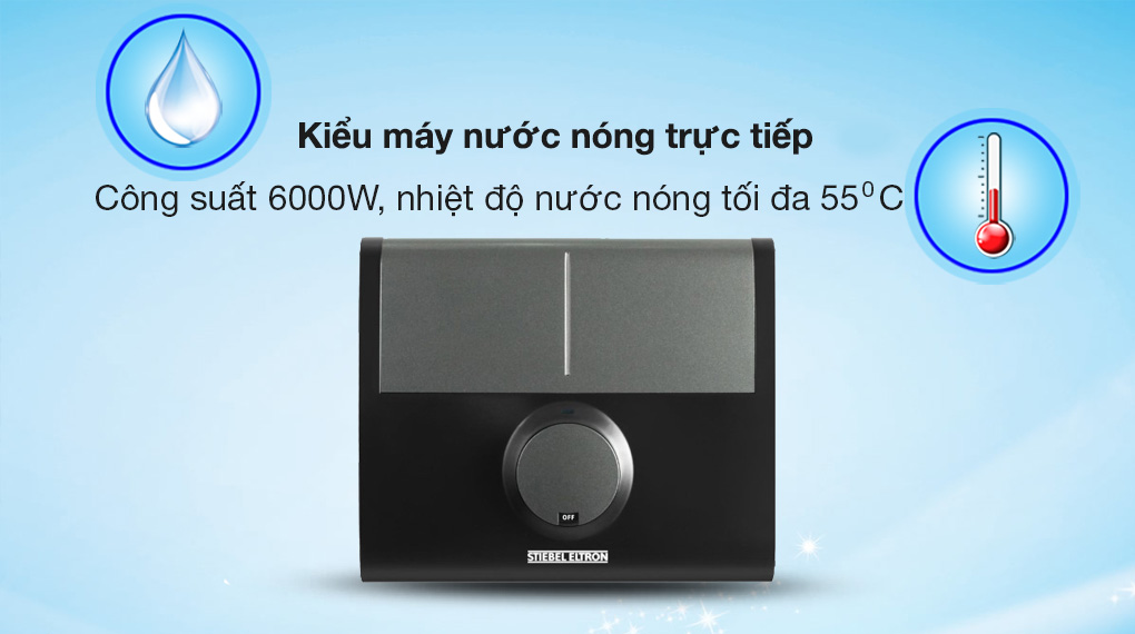Máy nước nóng trực tiếp Stiebel Eltron 6000W DDC 6 EC - Công suất 6000W, nhiệt độ nước nóng tối đa 55°C Máy nước nóng trực tiếp Stiebel Eltron 6000W DDC 6 EC - Công suất 6000W, nhiệt độ nước nóng tối đa 55°C