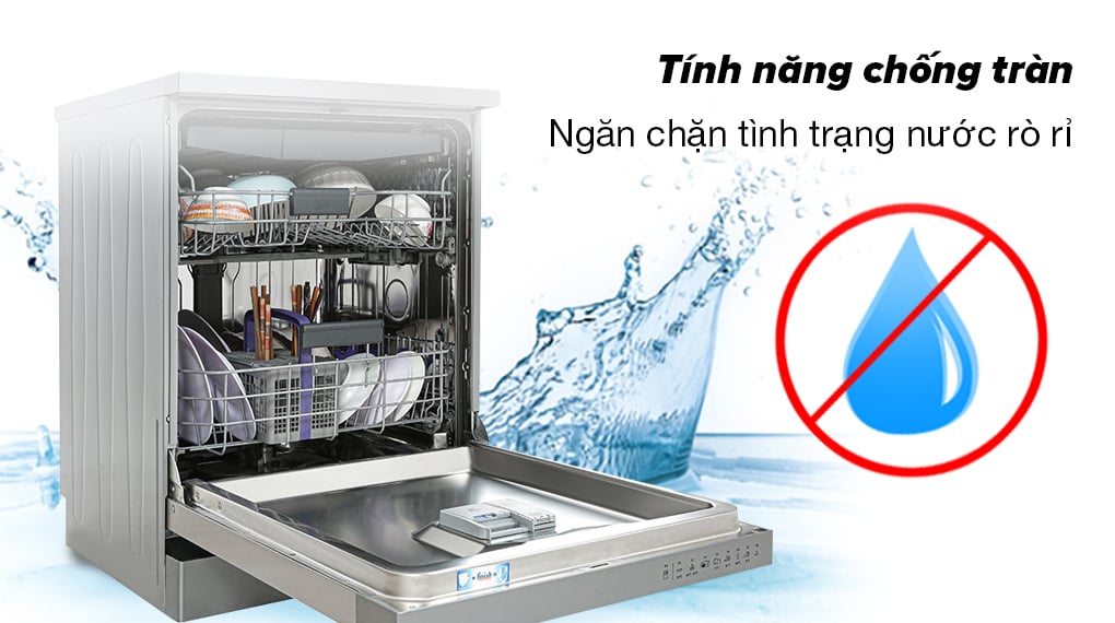 Máy rửa bát độc lập có sấy Beko DFN28424X-Trang bị tính năng chống tràn giảm tránh tình trạng rò rỉ nước Máy rửa bát độc lập có sấy Beko DFN28424X-Trang bị tính năng chống tràn giảm tránh tình trạng rò rỉ nước