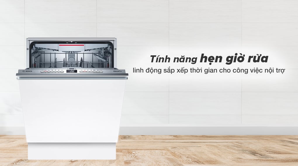 Máy rửa chén âm toàn phần Bosch SMV4ECX14E - chức năng hẹn giờ rửa Máy rửa chén âm toàn phần Bosch SMV4ECX14E - chức năng hẹn giờ rửa