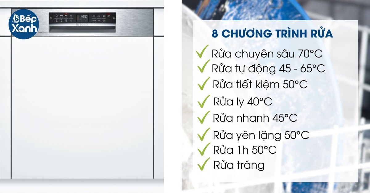 các chương trình máy rửa chén Bosch SMI68MS07E các chương trình máy rửa chén Bosch SMI68MS07E
