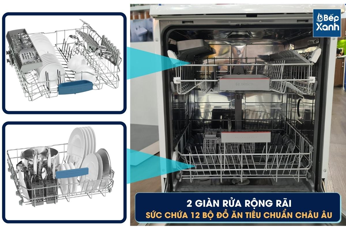 Máy Bosch SMS63L02EA sức chứa 12 bộ đồ ăn châu Âu