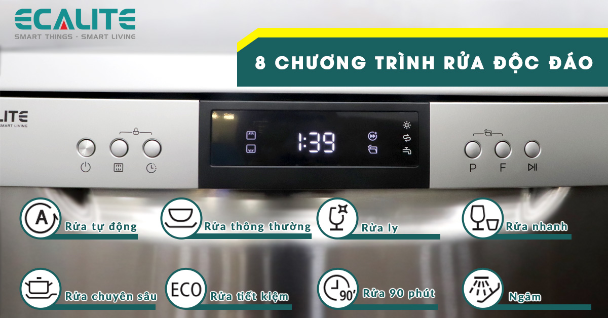 EDW-SMS6015AS trang bị 8 chức năng rửa độc đáo