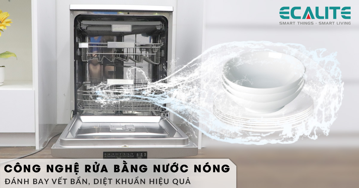 Máy rửa bát EDW-SMS6015AS đánh bay vết bẩn với công nghệ rửa bằng nước nóng