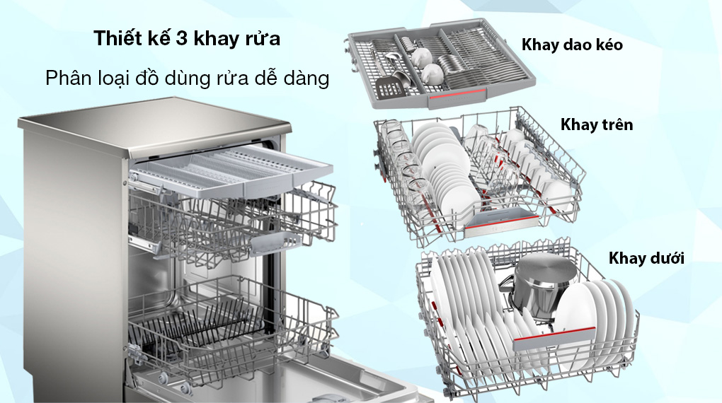 Máy rửa chén độc lập Bosch SMS6ECI11E - Khay rửa Máy rửa chén độc lập Bosch SMS6ECI11E - Khay rửa