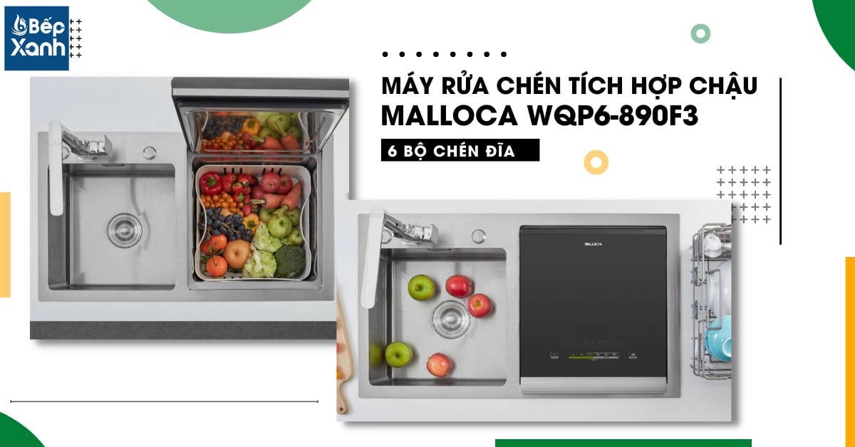 Máy rửa chén tích hợp chậu rửa Malloca WQP6-890F3