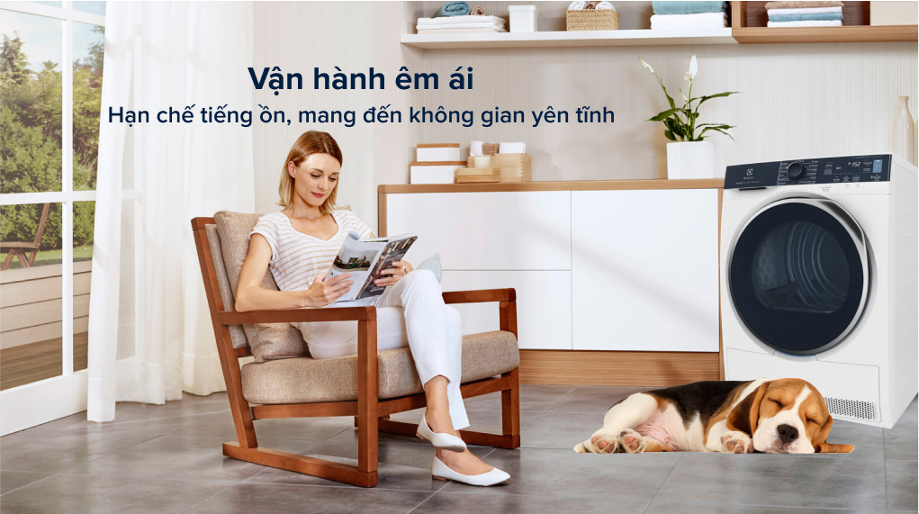 Máy sấy bơm nhiệt Electrolux 9 kg EDH903R9WB - Công nghệ Inverter vận hành êm, tiết kiệm điện