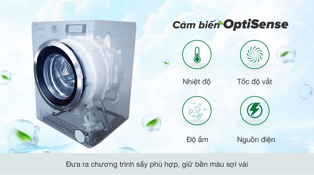 Máy sấy thông hơi Beko 9 kg DA9112RX0MB - Cảm biến Optisense Máy sấy thông hơi Beko 9 kg DA9112RX0MB - Cảm biến Optisense