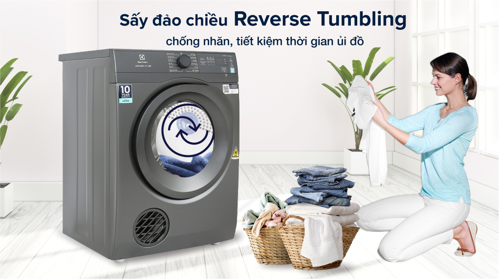Máy sấy thông hơi Electrolux 8.5 kg EDV854N3SB - Sấy đảo chiều giảm nhăn Máy sấy thông hơi Electrolux 8.5 kg EDV854N3SB - Sấy đảo chiều giảm nhăn