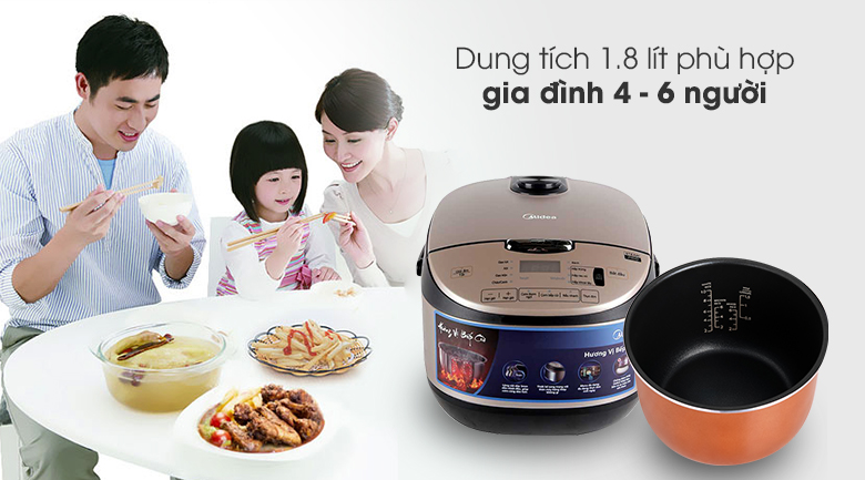 Dung tích nồi cơm điện tử Midea MB-FS5021 1.8 lít Dung tích nồi cơm điện tử Midea MB-FS5021 1.8 lít