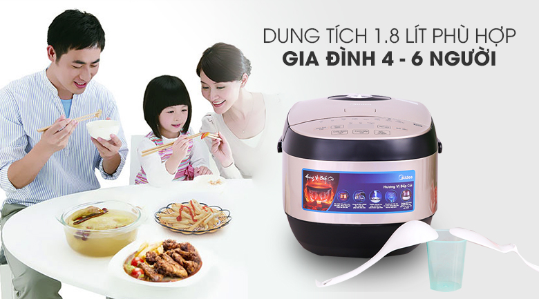 Dung tích nồi cơm điện tử Midea MB-FS5023 1.8 lít Dung tích nồi cơm điện tử Midea MB-FS5023 1.8 lít