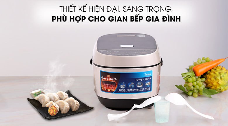Thiết kế sang trọng - Nồi cơm cao tần Midea MB-HS5008 1.8 lít Thiết kế sang trọng - Nồi cơm cao tần Midea MB-HS5008 1.8 lít