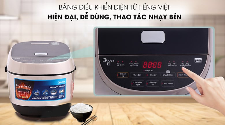 Bảng điều khiển dễ sử dụng - Nồi cơm cao tần Midea MB-HS5008 1.8 lít Bảng điều khiển dễ sử dụng - Nồi cơm cao tần Midea MB-HS5008 1.8 lít