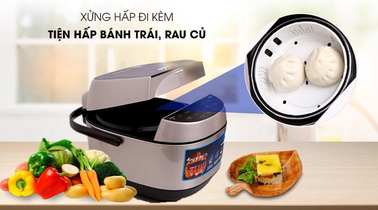 Đi kèm xửng hấp tiện dụng - Nồi cơm cao tần Midea MB-HS5008 1.8 lít Đi kèm xửng hấp tiện dụng - Nồi cơm cao tần Midea MB-HS5008 1.8 lít