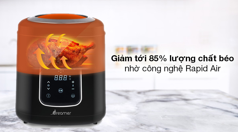 Nồi chiên không dầu Dreamer DF-S40B 3 lít - Giảm tới 85% lượng chất béo, thực phẩm chín vàng giòn đều nhờ hỗ trợ công nghệ Rapid Air Nồi chiên không dầu Dreamer DF-S40B 3 lít - Giảm tới 85% lượng chất béo, thực phẩm chín vàng giòn đều nhờ hỗ trợ công nghệ Rapid Air