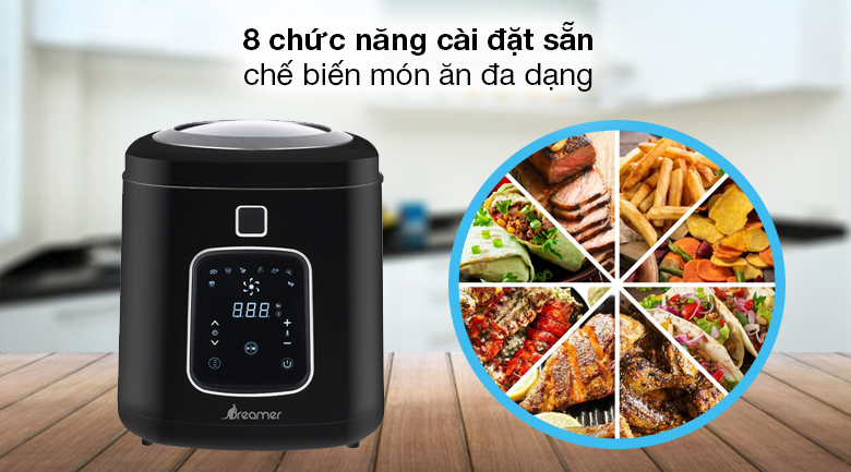 Nồi chiên không dầu Dreamer DF-S40B 3 lít - Thiết lập 8 chức năng nấu cài đặt sẵn Nồi chiên không dầu Dreamer DF-S40B 3 lít - Thiết lập 8 chức năng nấu cài đặt sẵn