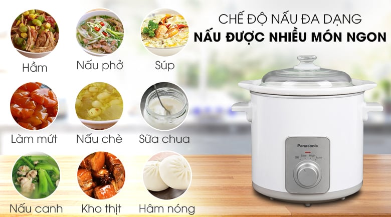 Chức năng nấu đa dạng - Nồi nấu chậm Panasonic 3 lít NF-N30ASRA Chức năng nấu đa dạng - Nồi nấu chậm Panasonic 3 lít NF-N30ASRA