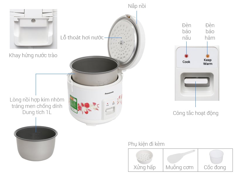 Thông số kỹ thuật Nồi cơm điện Panasonic 1 lít SR-MVN107HRA